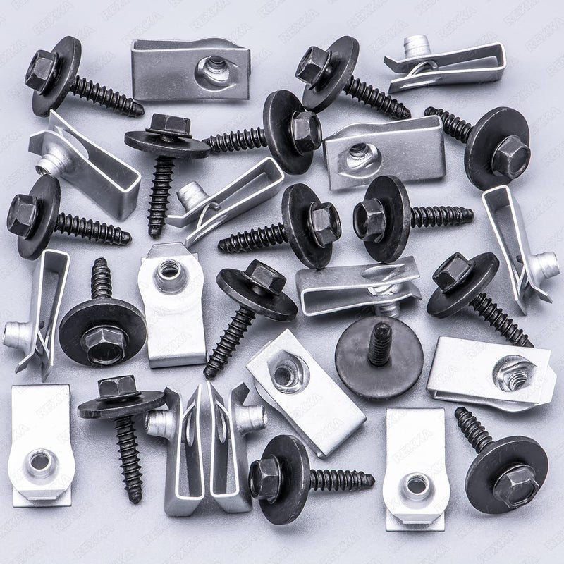 Rexka 15 Sets Fender Liner Bumper Cover Splash Shield Wheelhouse Liner Bolt Screw U Nuts Kit for GM 11570498 Chevrolet Camaro Colorado Corvette Cruze Equinox Silverado Malibu Traverse CadilacBuick - Image 2